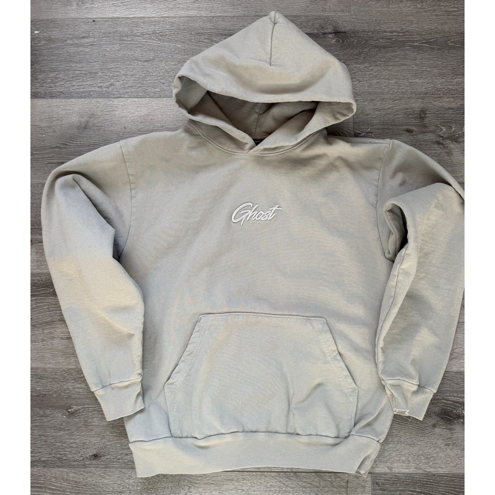 Ghost Premium Basics Hoodie Sage Green Embroidered Logo Pullover Sweatshirt M